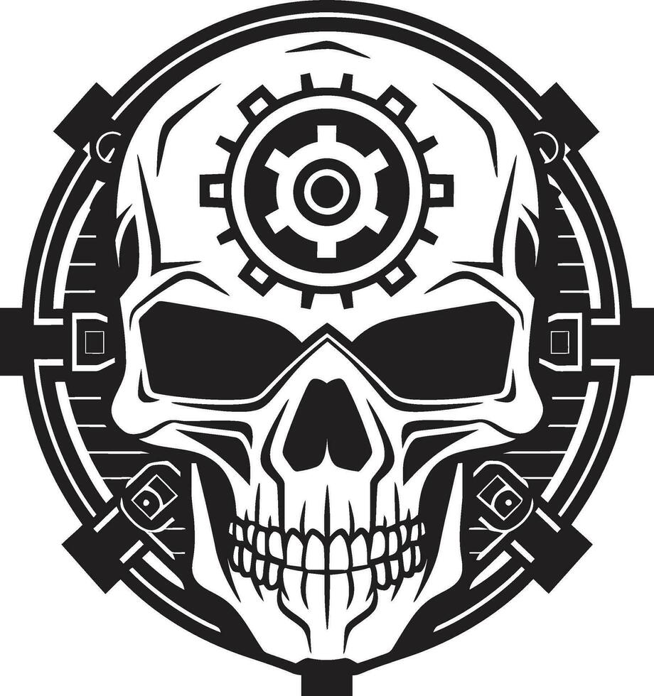 Elegant Skull Icon in the Age of Cybernetics Sleek Tech Symbol The Digital Soul within Metal vector