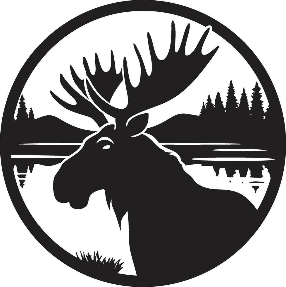 Modern Moose Symbol with Elegance Bold Moose Emblem in Black vector