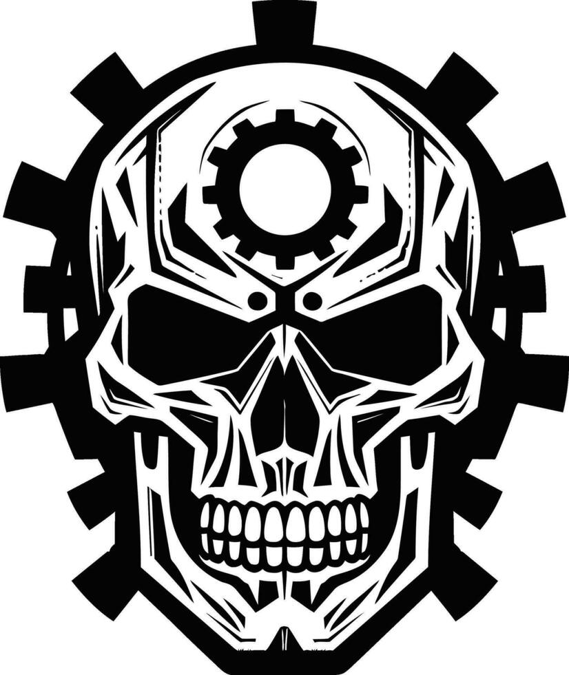 Majestic Black Skull Majesty Where Steampunk Meets Tech Steampunk Cyber Emblem The Clockwork Skull Logo vector