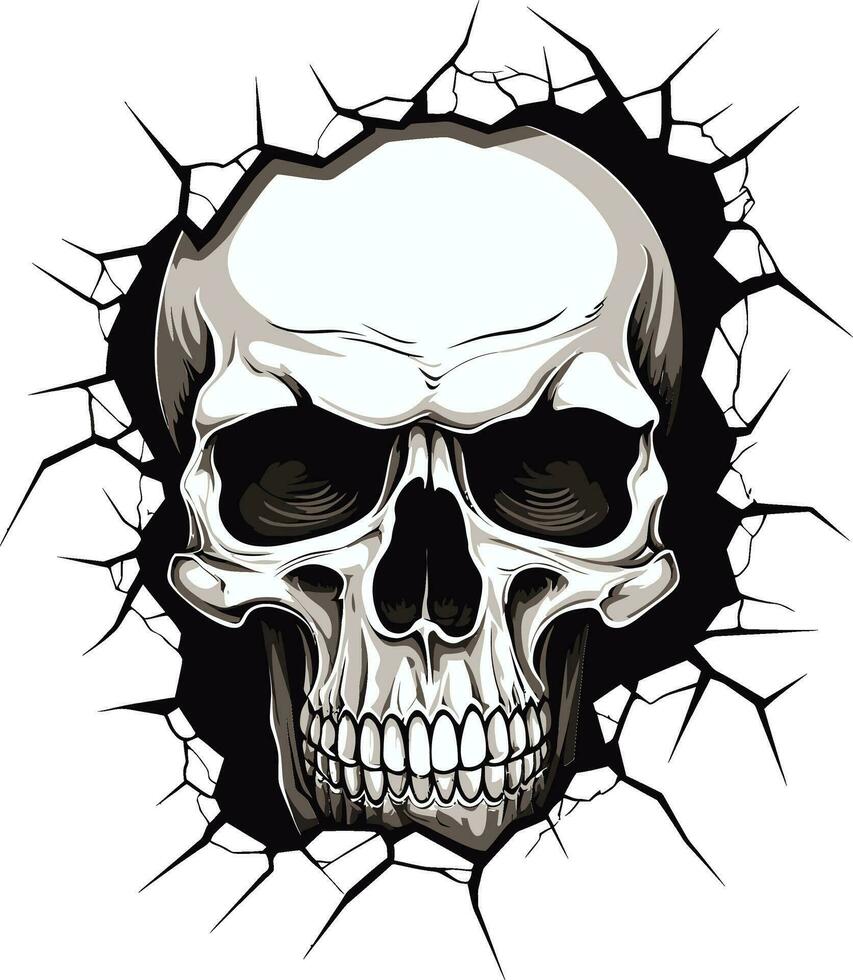 Cracked Wall Enigma The Skulls Emerging Story Skulls Revelation Emerging from the Walls Veil vector
