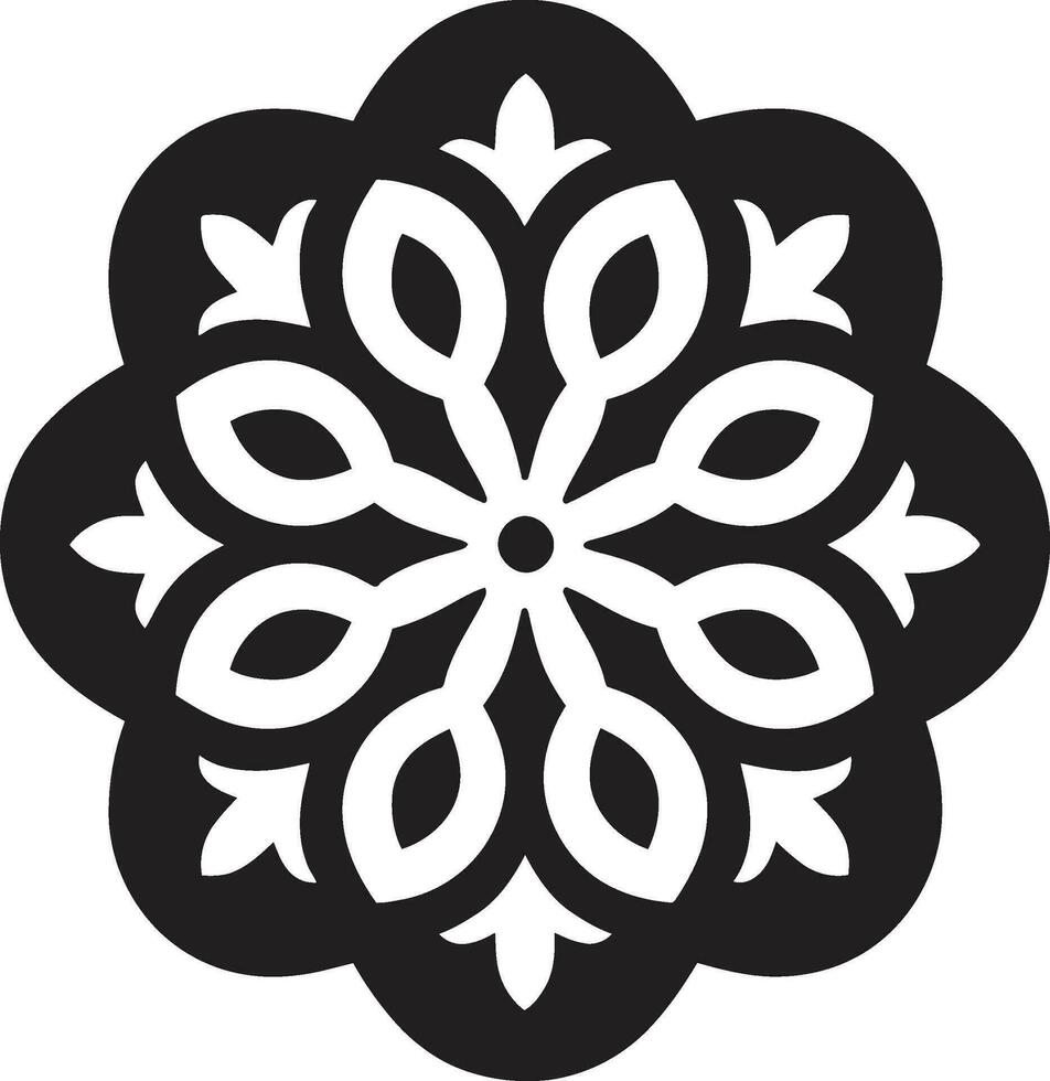 Floral Beauty Unleashed Arabic Tiles Icon Black and White Arabic Floral Pattern Emblem vector