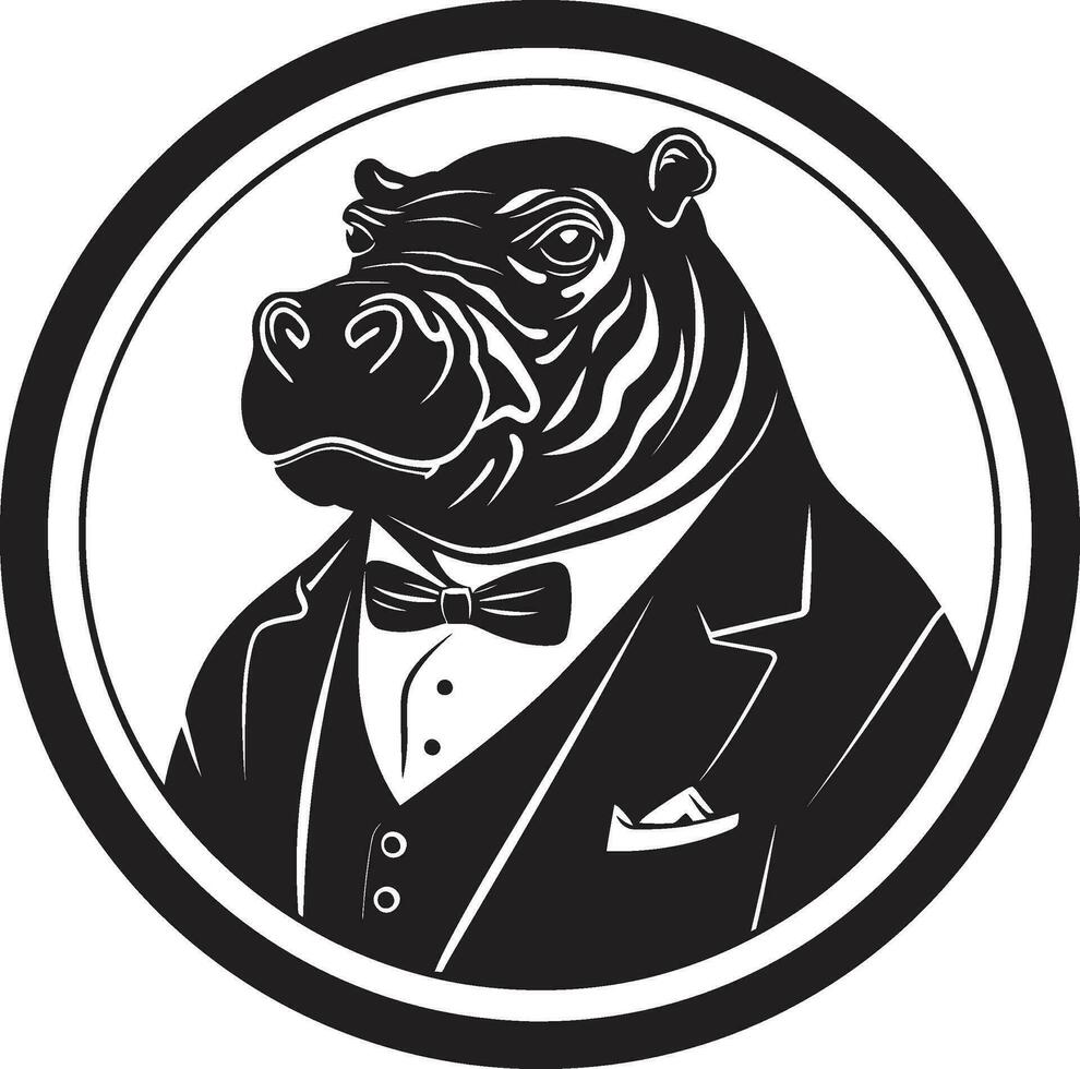 Minimalist Hippo Logo Design Stylized Black Hippopotamus Emblem vector