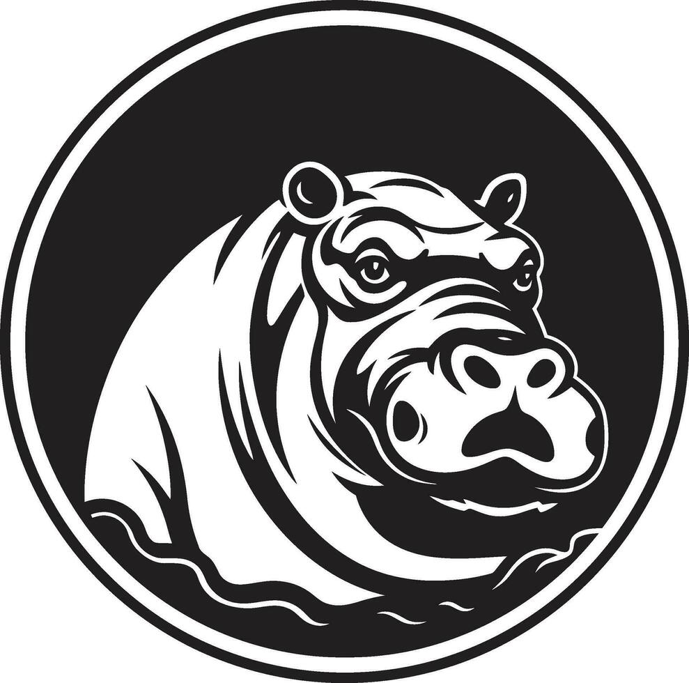 Bold Black Hippopotamus Logo Hippo Silhouette Vector Symbol