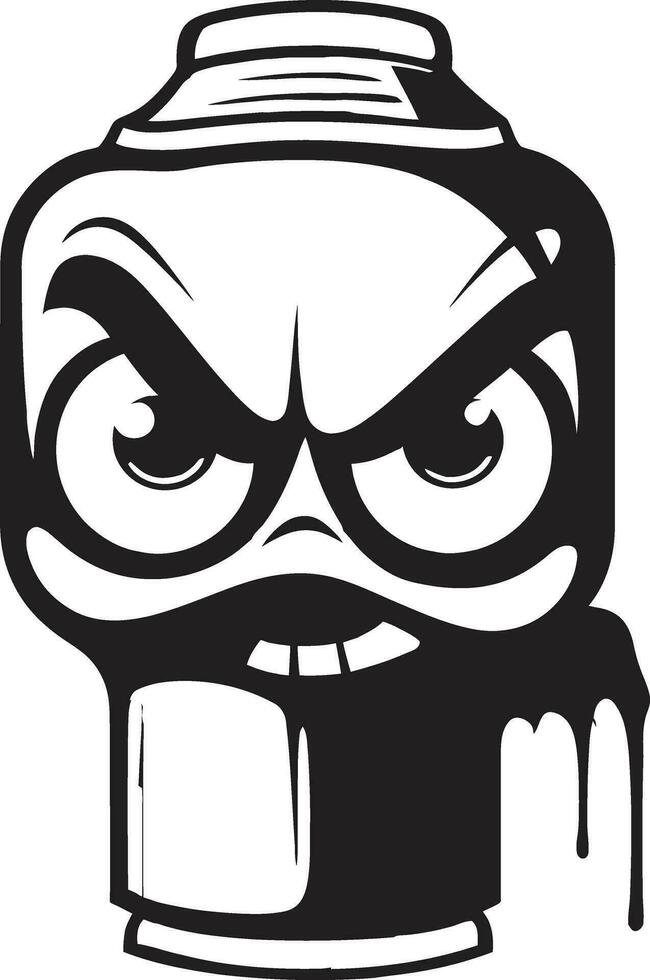 Spray Paint Fury Black Logo Mascot Icon Vector Angry Spray Paint Mascot Black Icon