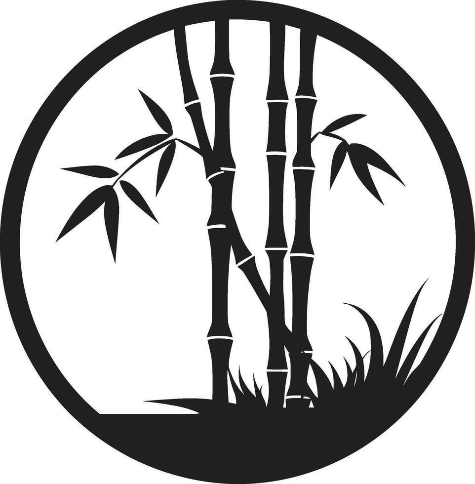 Zen Garden Charm in Black Tranquil Emblem with Bamboo in Vector Bamboo Elegance Unveiled in Black Elegant Emblem with Bamboo Plant