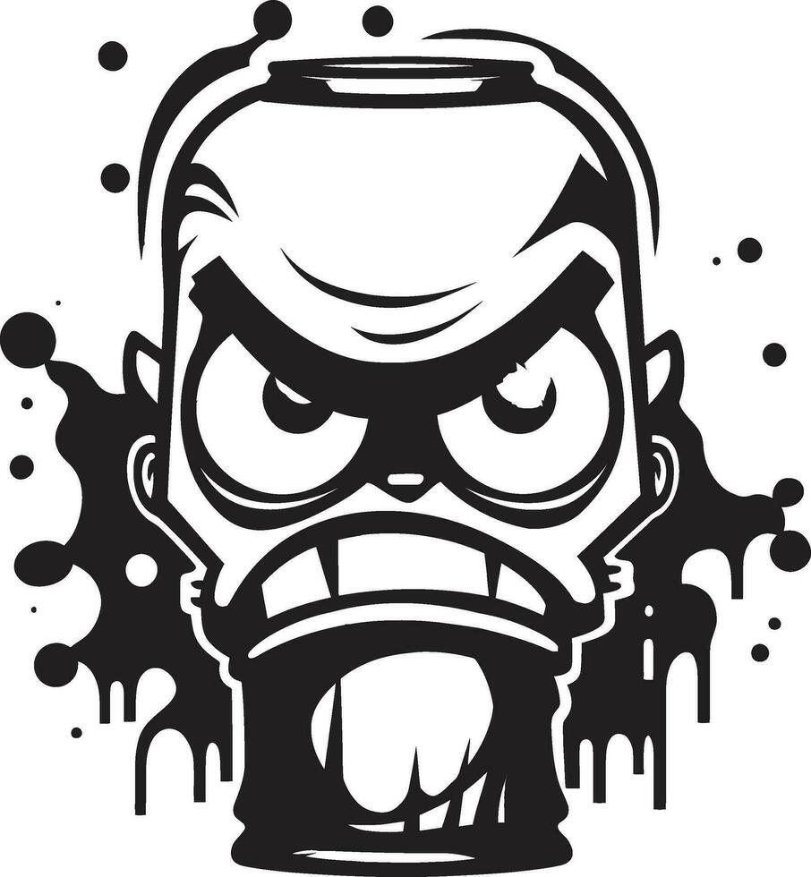 Angry Spray Paint Artistry Logo Brilliance Screaming Emblem Furious Spray Paint Vector