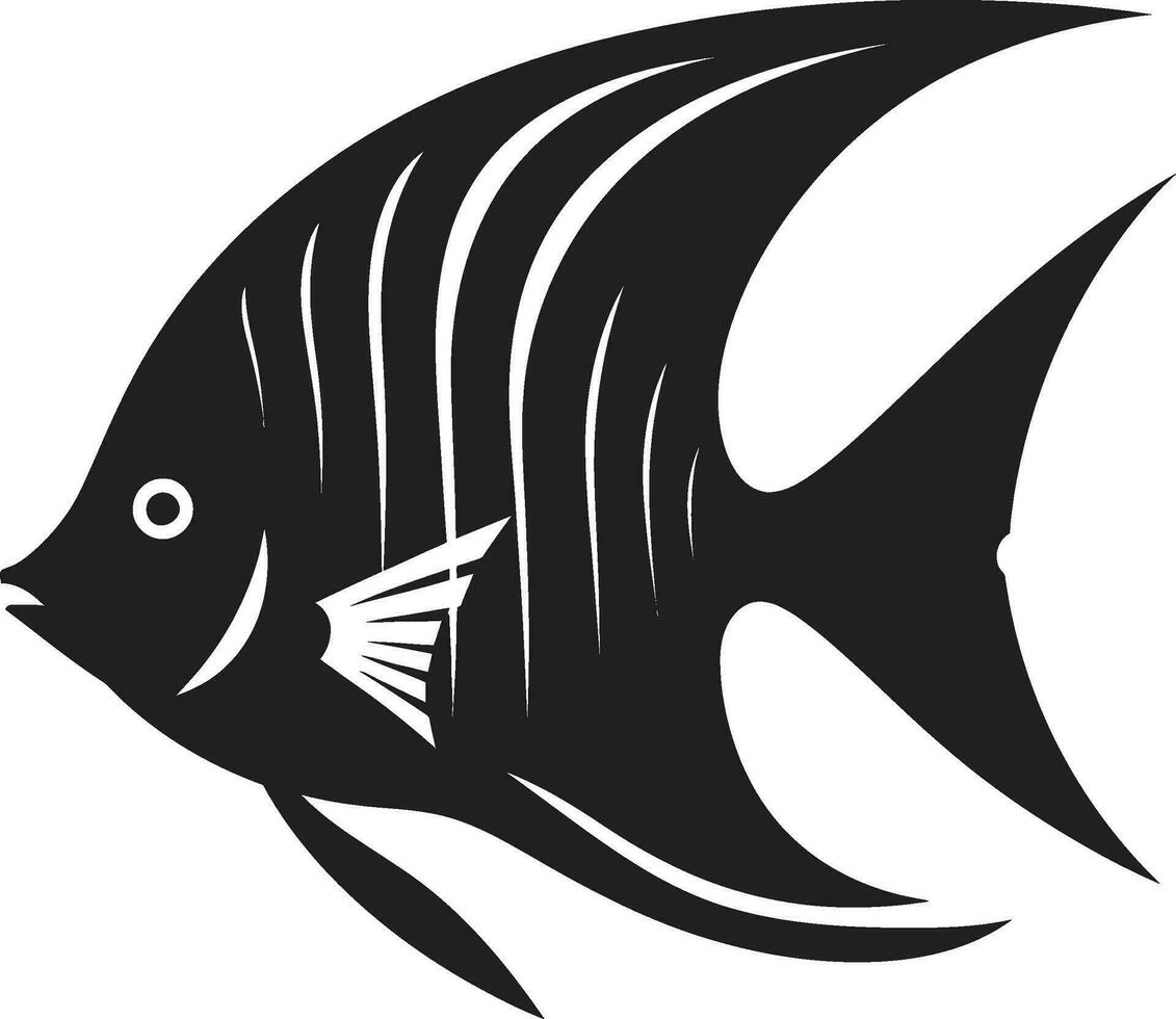 Angelfish Vector Elegance Black Logo Mastery Angelfish Silhouette Black Iconic Vector