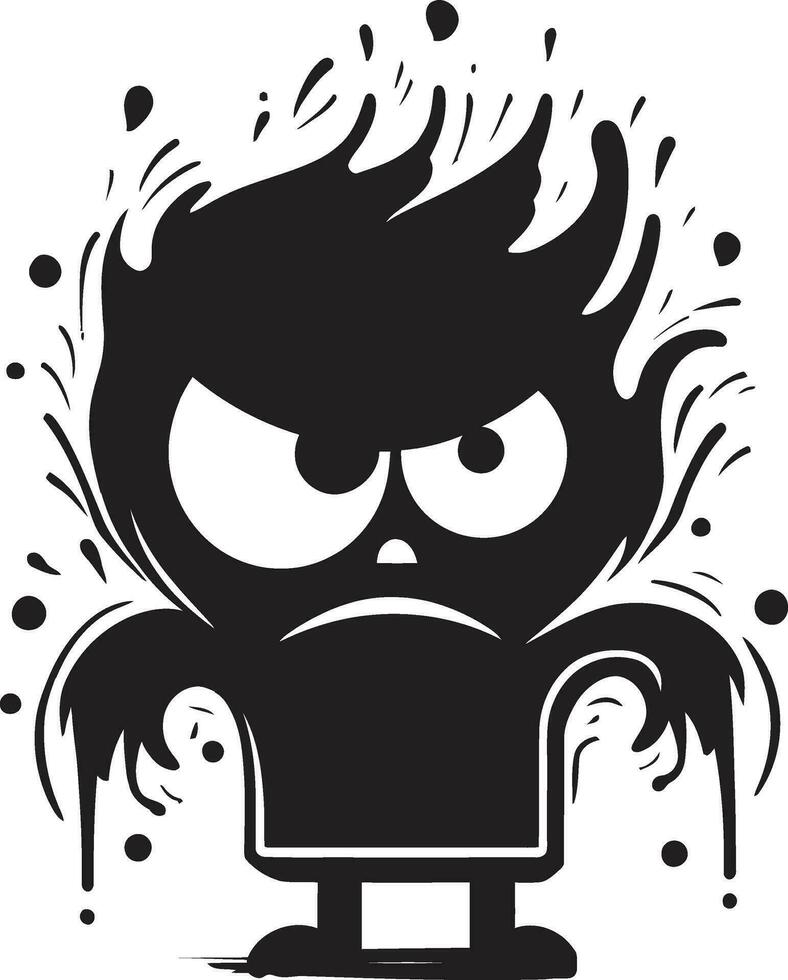 Vivid Spray Paint Mascot Angry Logo Design Aggressive Graffiti Emblem Black Vector Icon