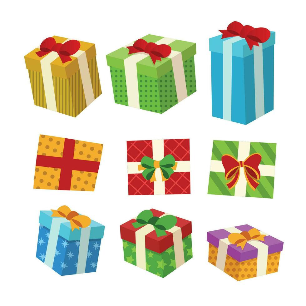 conjunto de Navidad regalo ilustración colección vector