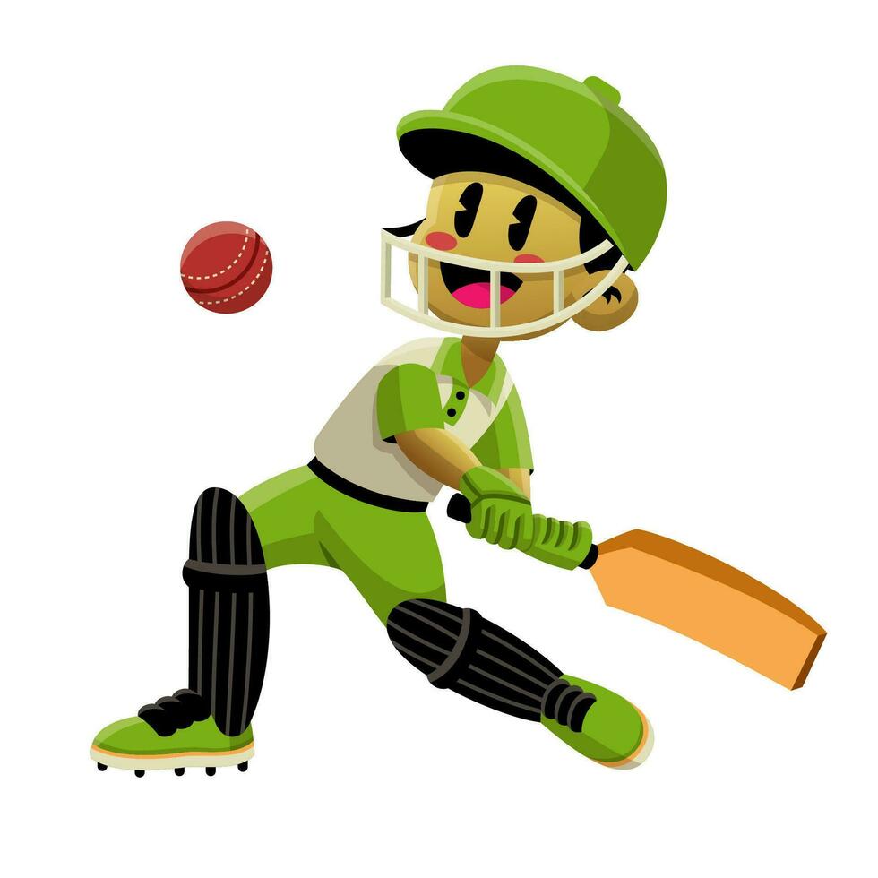 Cartoon Cricket Boy Athlete Illustration vector