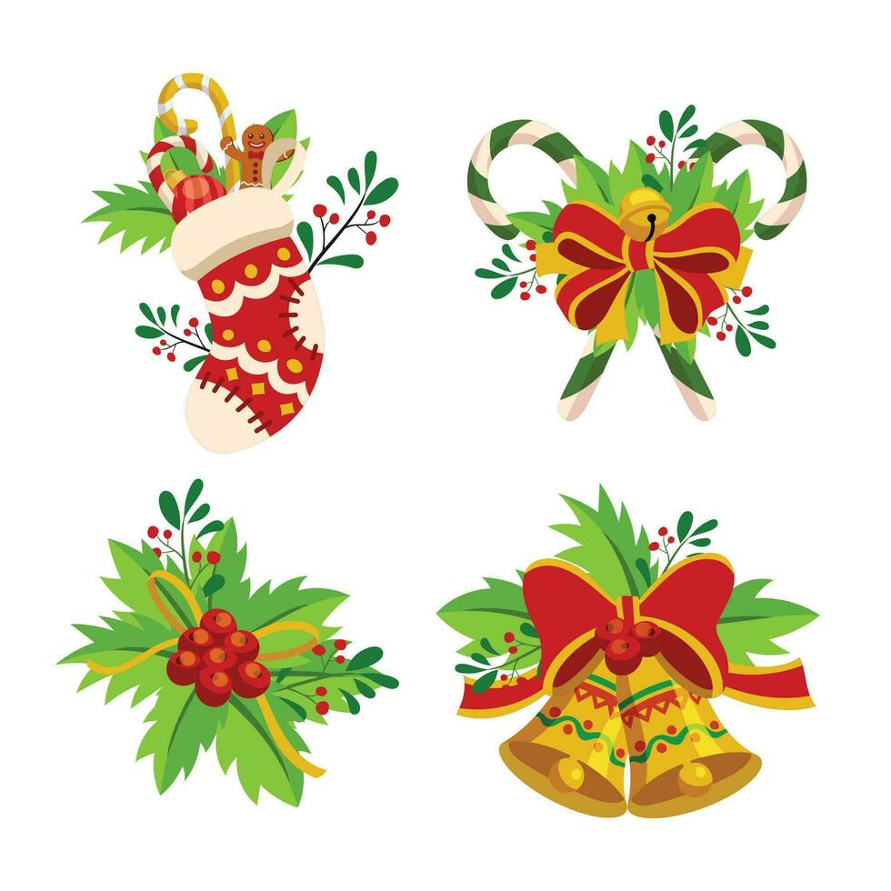 conjunto de Navidad festivo adornos ilustración colección vector