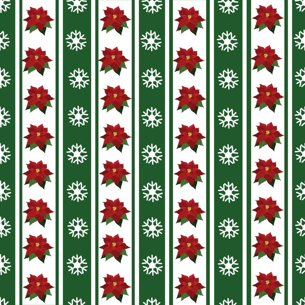 Christmas flower and snowflake seamless pattern vector