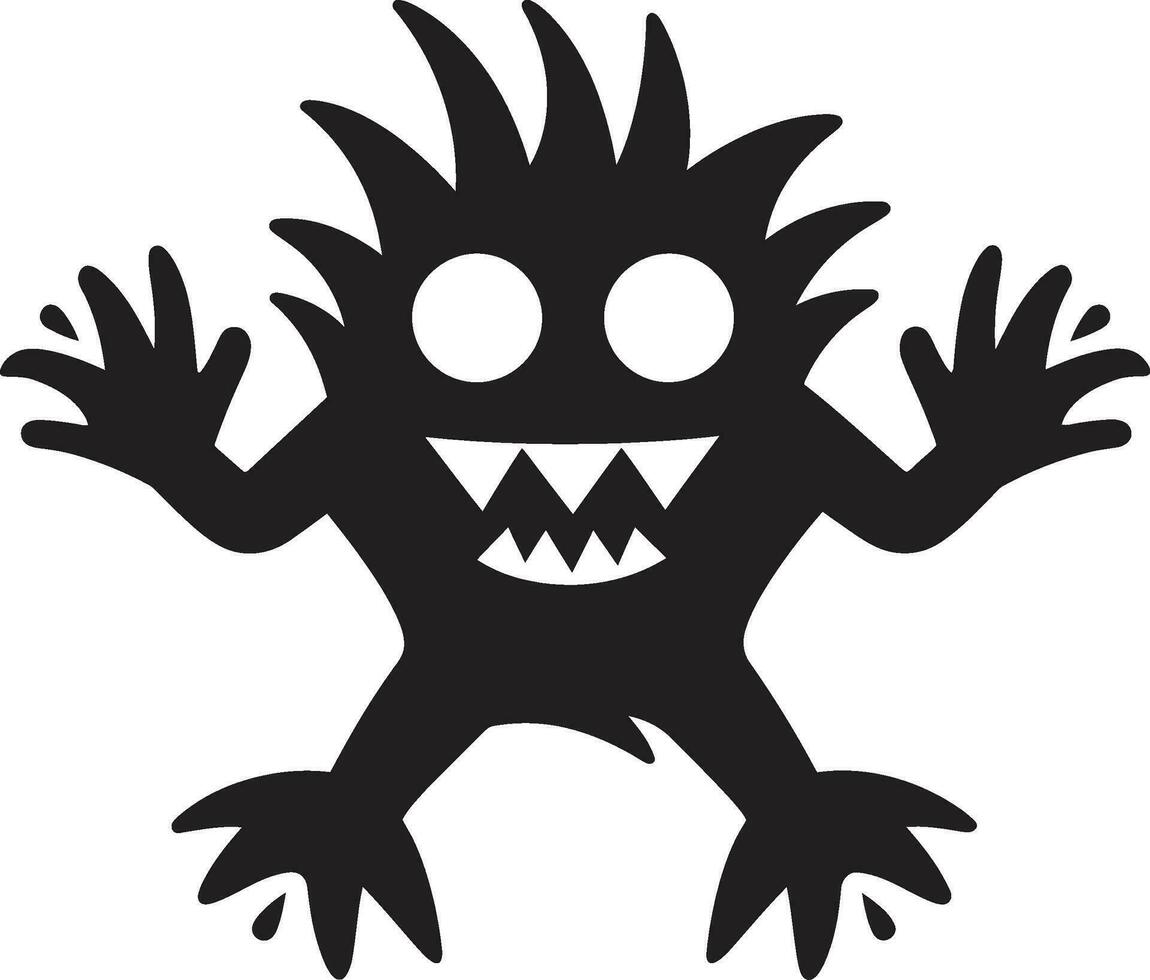 negro y negrita dibujos animados monstruo vector símbolo icónico criatura dibujos animados monstruo en negro logo