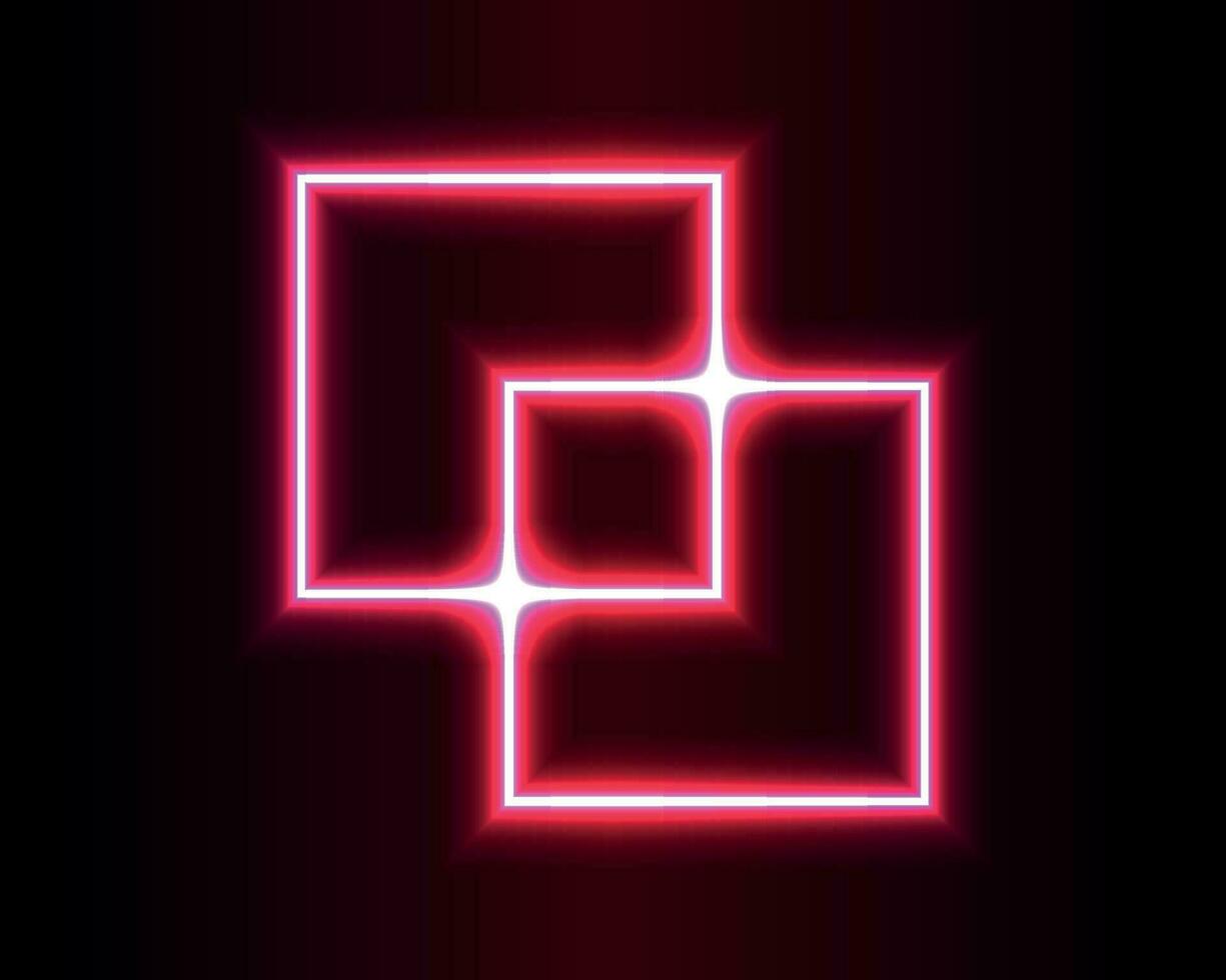 Neon light in the shape geometric rectangle vector illustration.