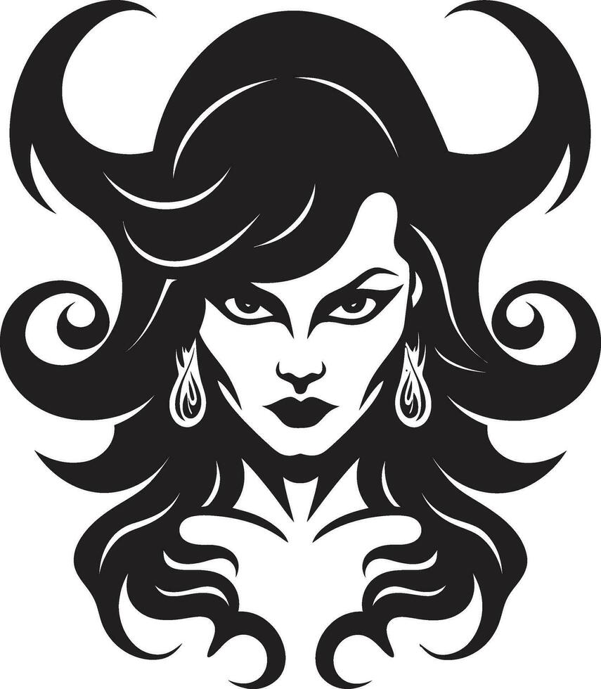Vector Artistry Dark Temptation Logo Elegant Devilish Art Unveiled Enchanting Demon in Black