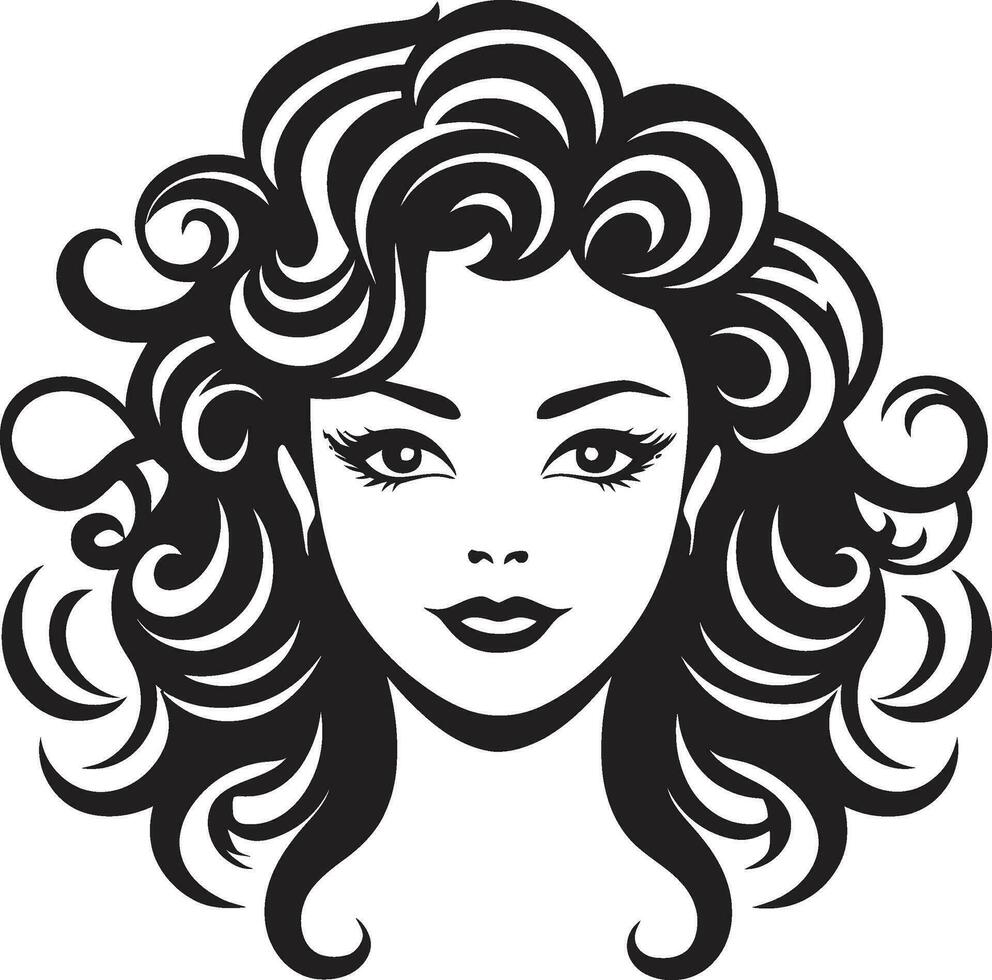 Natural Curls A Black Vector Hair Logo Divine Ebon Curls A Curly Haired Icon