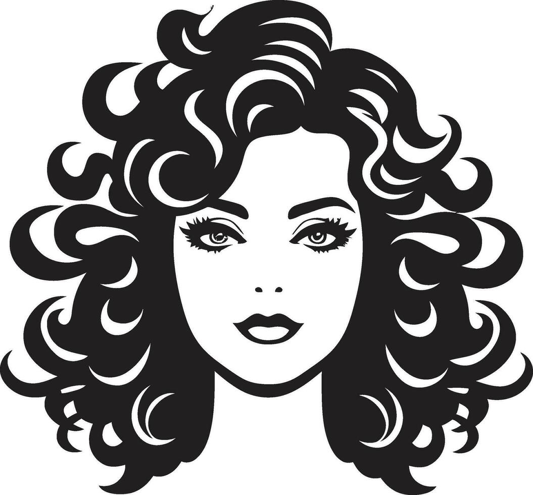 Divine Ebon Curls A Curly Haired Icon Midnight Elegance A Stylish Curly Symbol vector