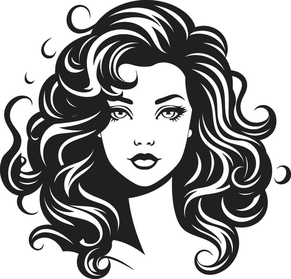 Midnight Curls A Symbol of Natural Beauty Curly Charisma Vector Logo Design in Black