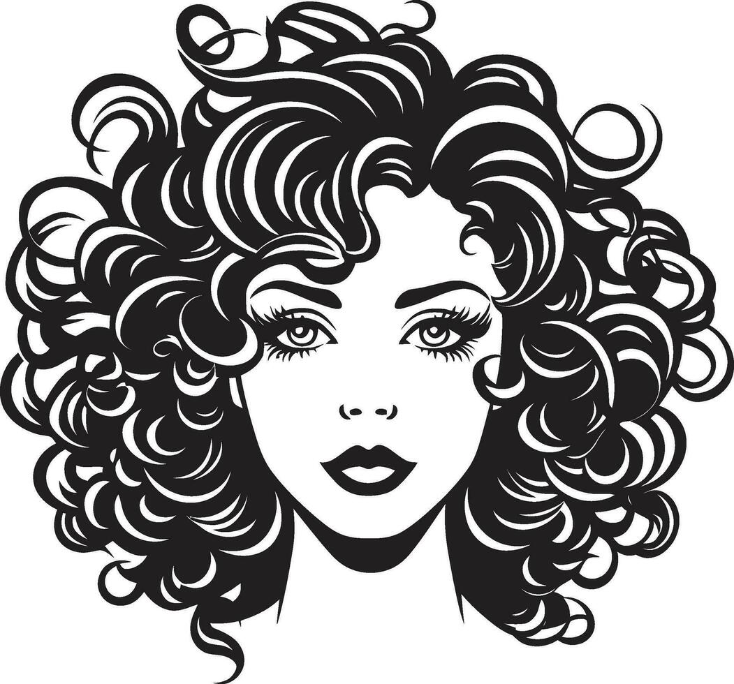 Waves of Elegance A Curly Haired Emblem Crowning Glory An Iconic Symbol of Curls vector