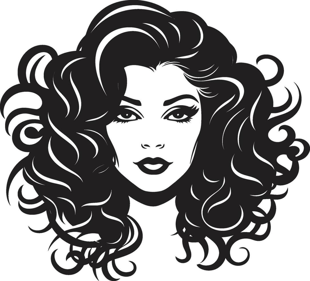 Sculpted in Vector The Curly Haired Goddess Ebony Elegance A Stylish Curly Haired Lady Icon