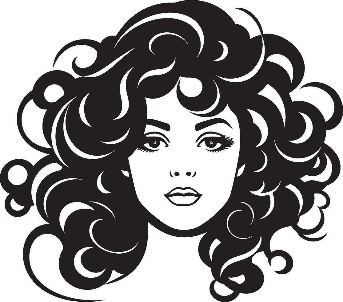 Ink Black Beauty A Symbol of Curly Tresses Natural Curls A Black Vector Hair Logo