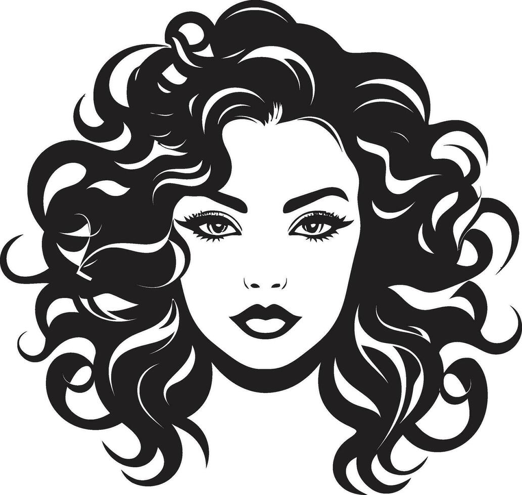 Goddess of Curls An Iconic Curly Haired Icon Midnight Beauty A Symbol of Timeless Elegance vector