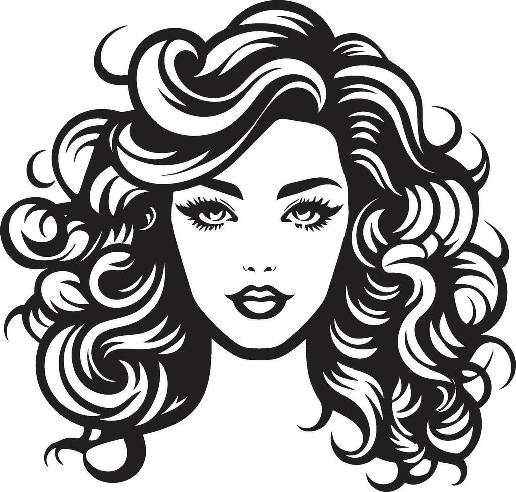 Tresses of Elegance A Curly Haired Icon in Black Curl Crown An Iconic Symbol of Natural Beauty vector