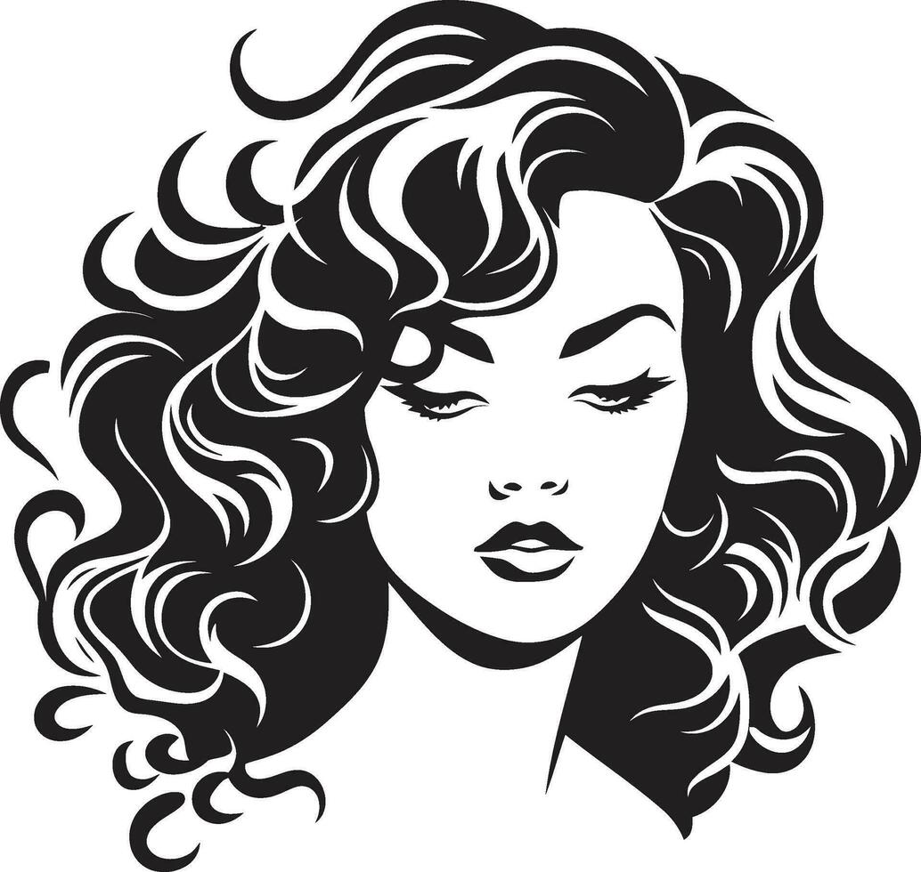 Divine Ebon Curls A Curly Haired Icon Midnight Elegance A Stylish Curly Symbol vector