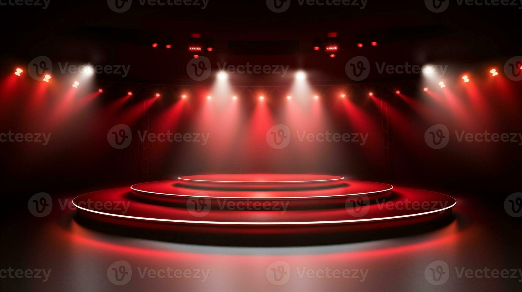 Empty stage of the theater and theatrical serenity, red stage light. AI Generative photo