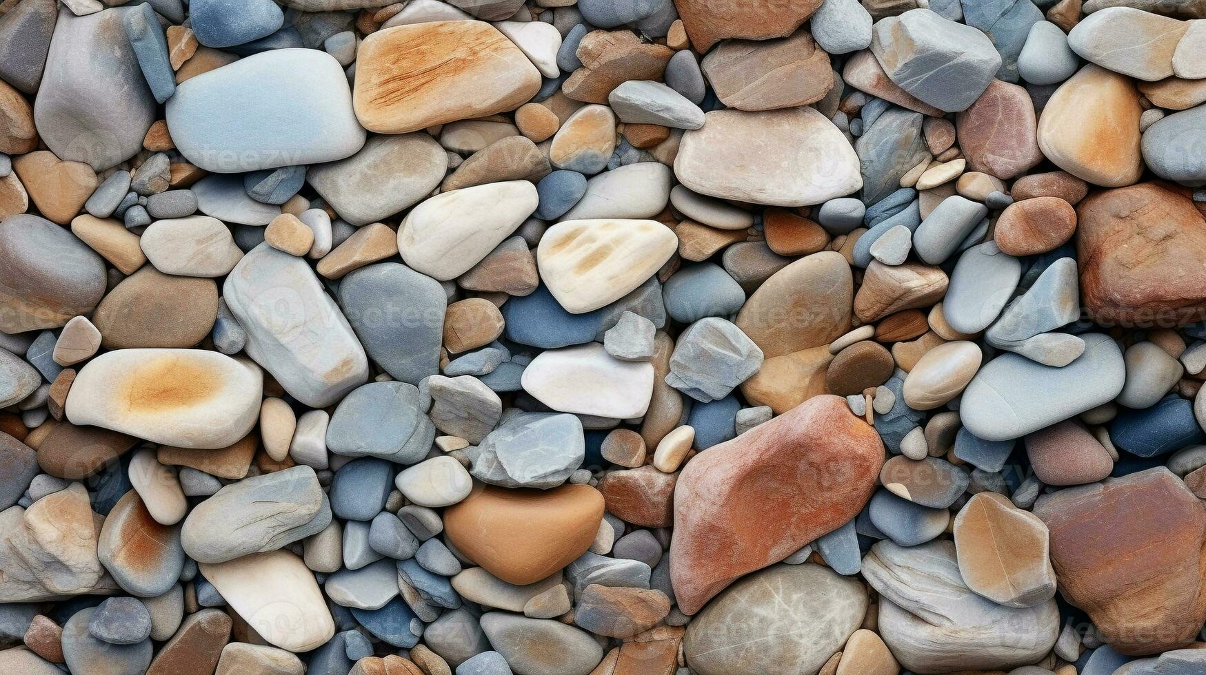 Natural stone on the scenic coastline, Rock pebble background. AI Generative photo