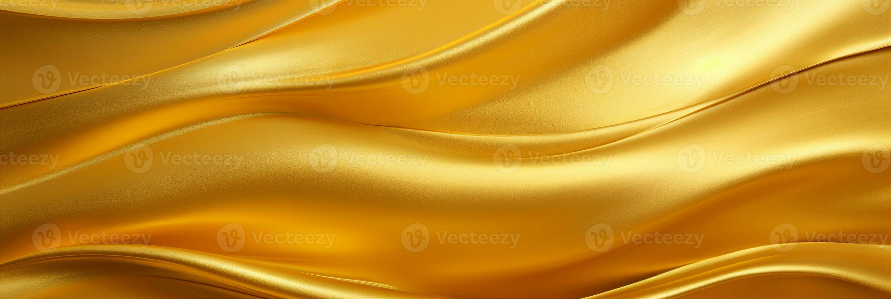 Gold fabric cloth texture background with abstract soft waves. AI Generative photo