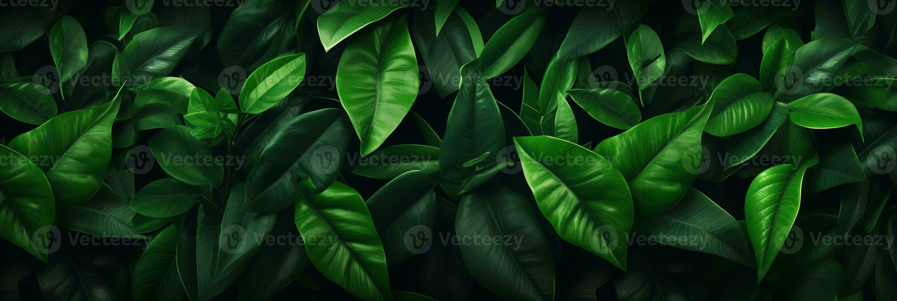 Lush green leaves background, Tropical foliage in nature. AI Generative photo