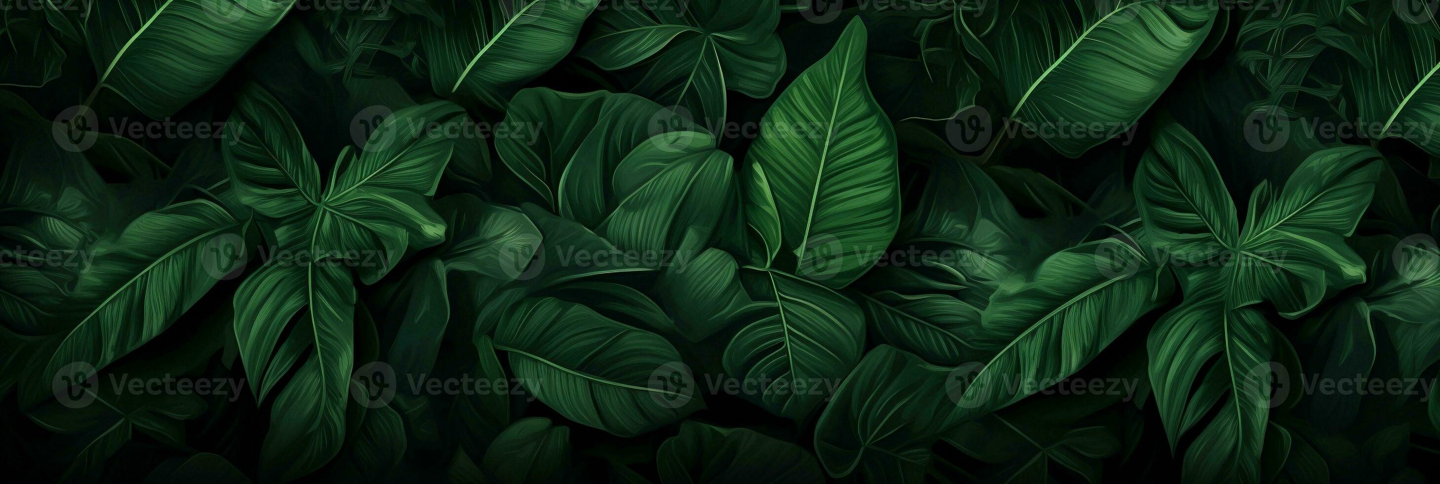 Lush green leaves background, Tropical foliage in nature. AI Generative photo