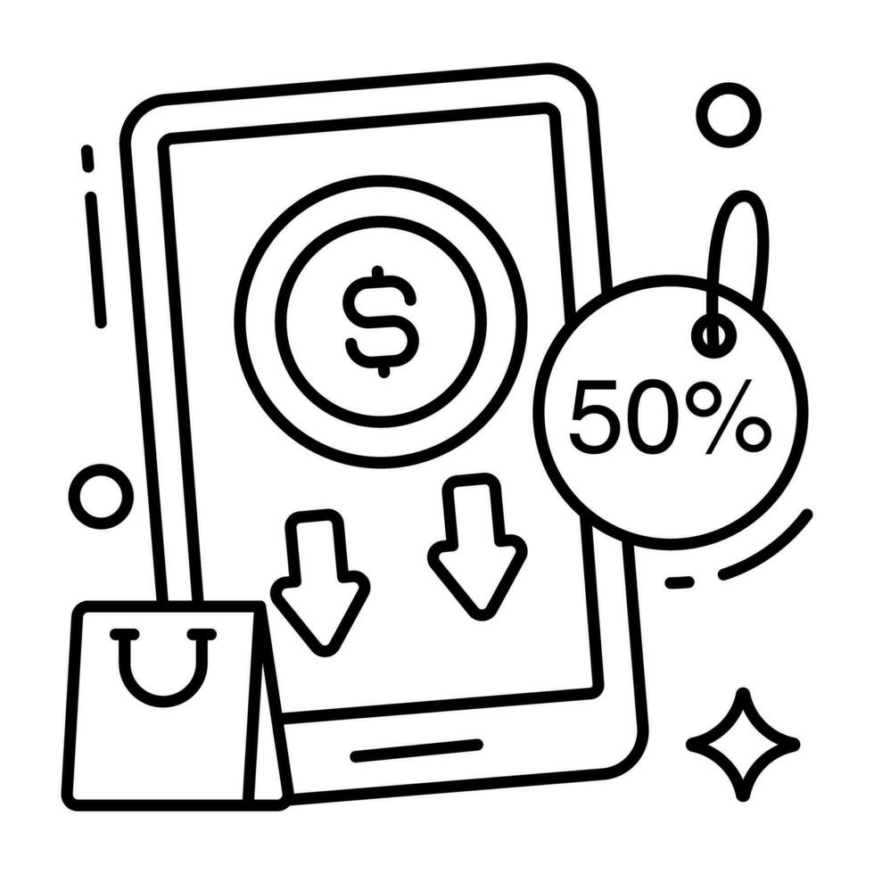 Trendy design icon of mobile 50 sale vector