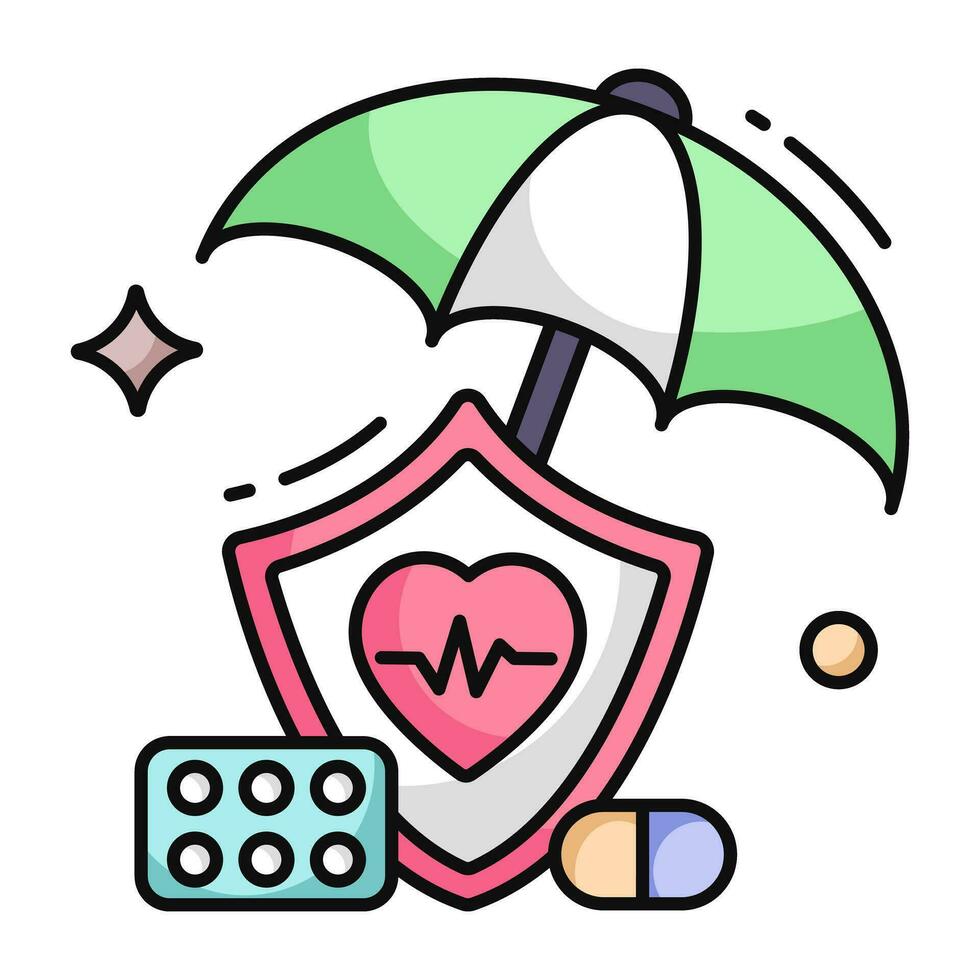 A flat design icon of medical insurance vector