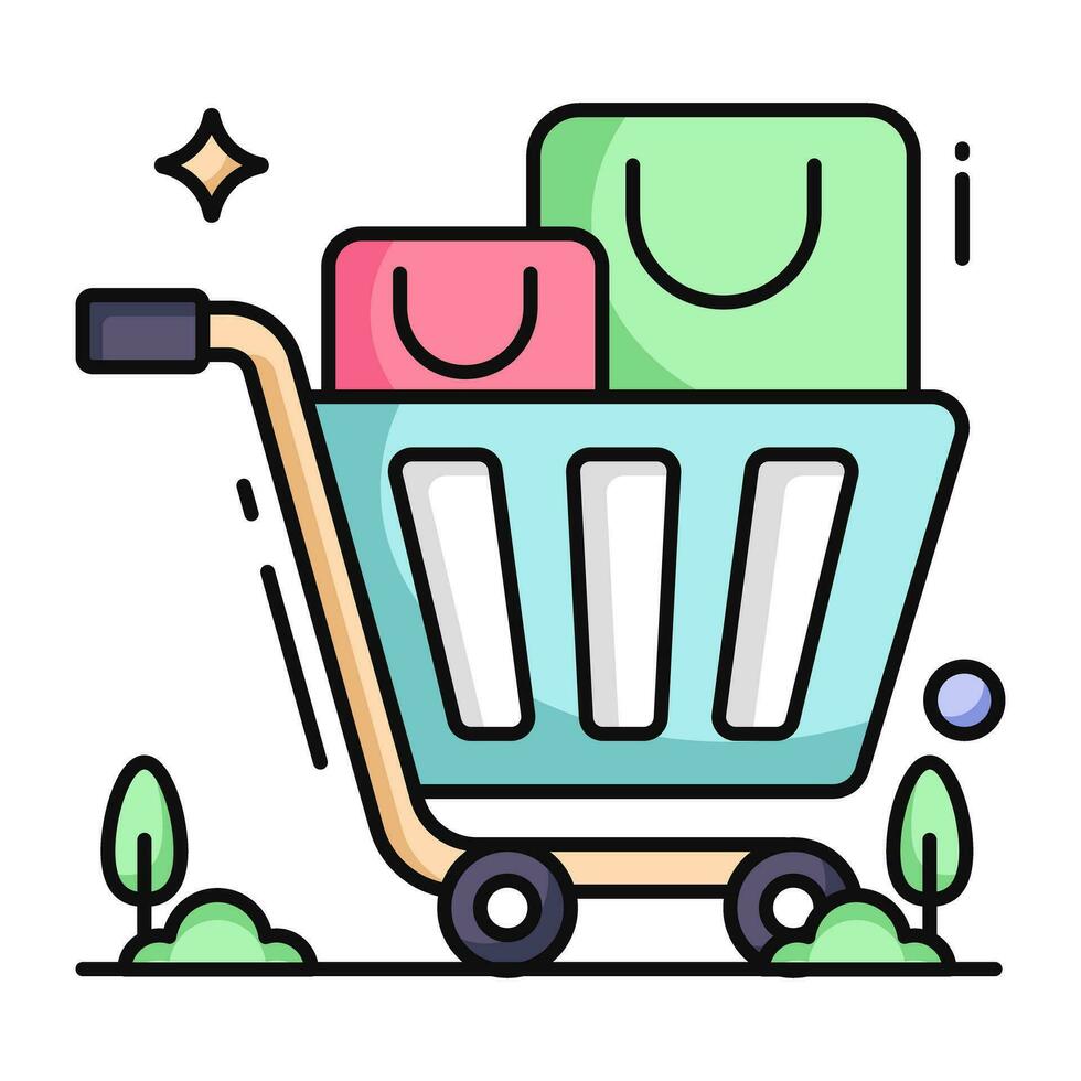 Shopping cart icon, editable vector