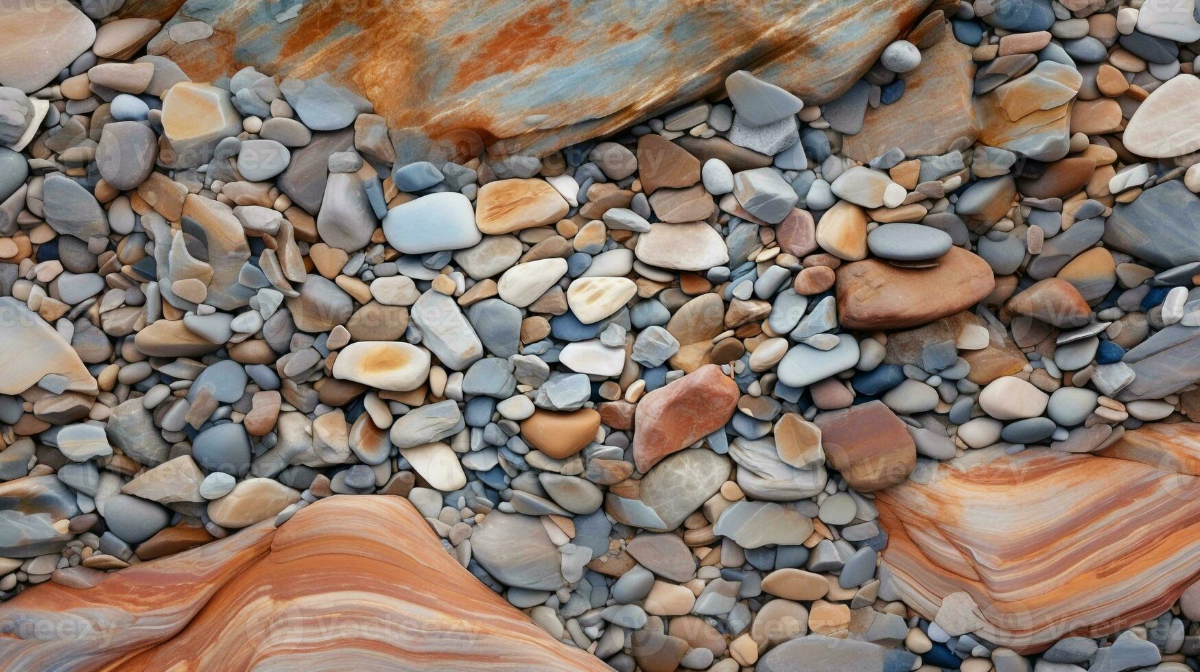 Natural stone on the scenic coastline, Rock pebble background. AI Generative photo