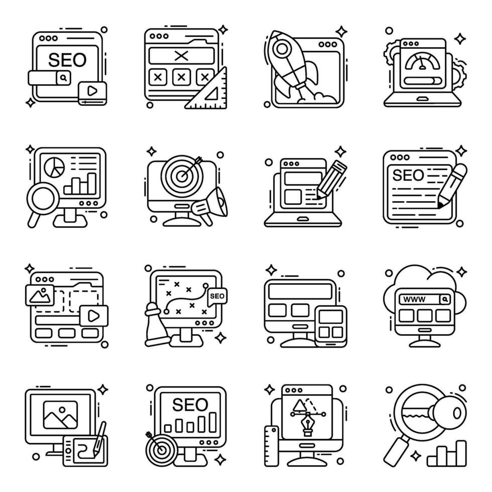 Pack of Web and Seo line Icons vector
