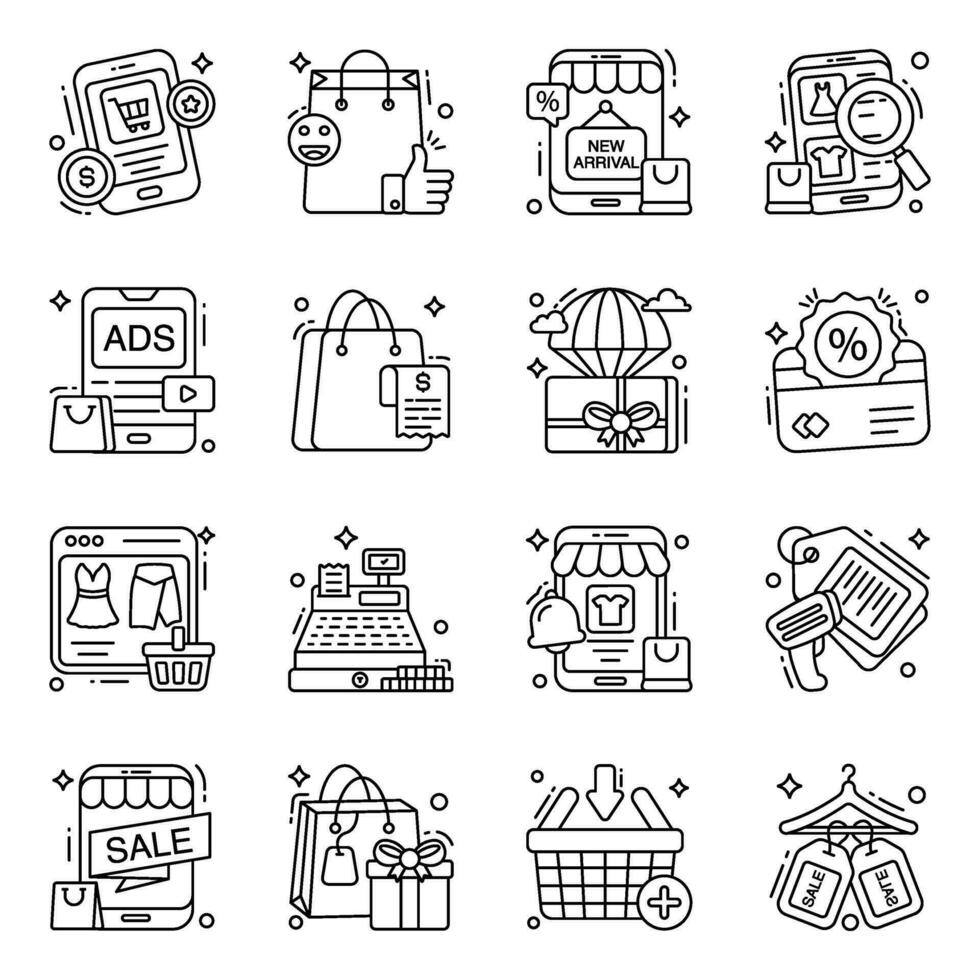 Pack of Purchase line Icons vector