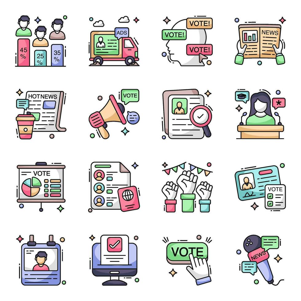 Pack of Elections Flat Icons vector
