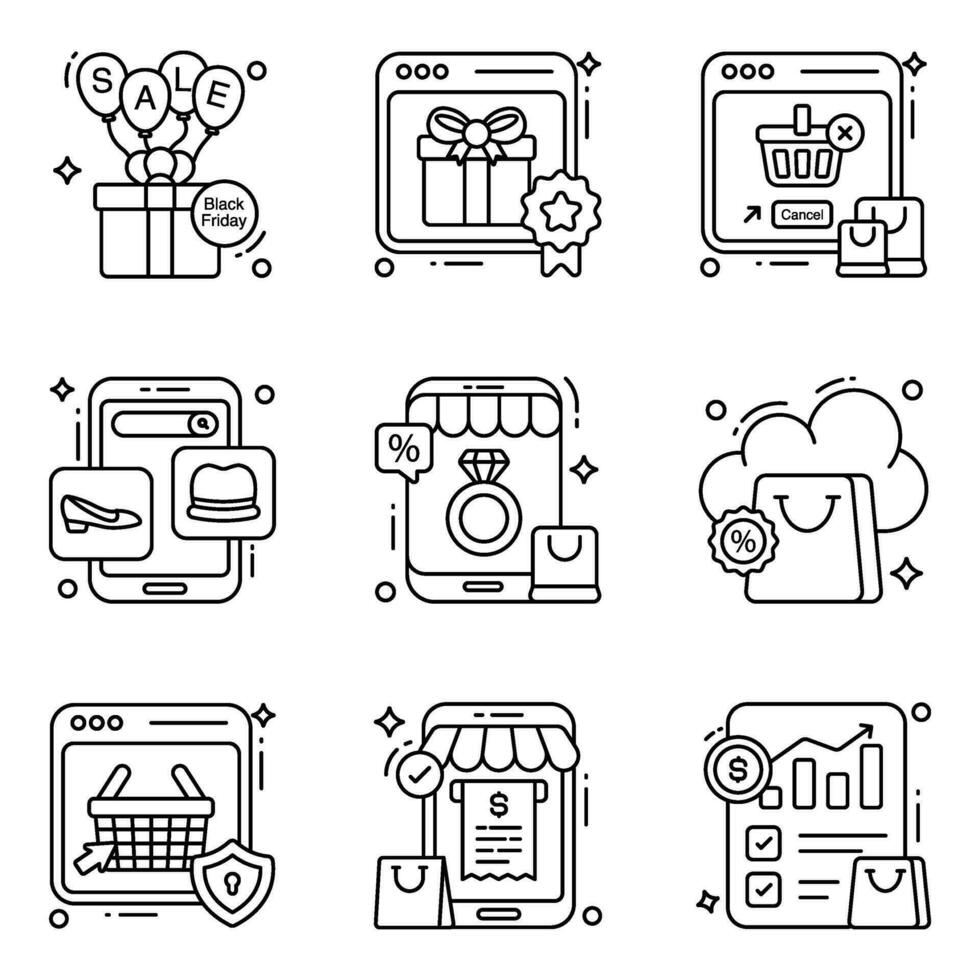 Pack of Spending line Icons vector