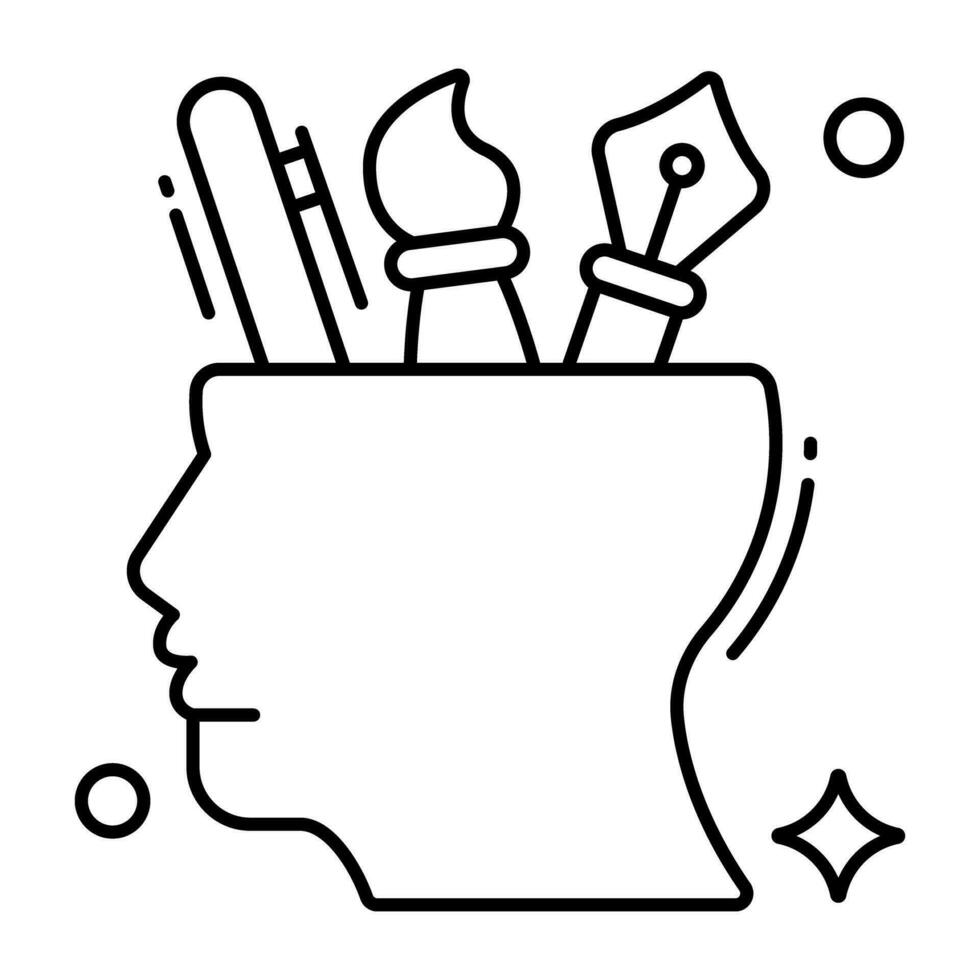 Conceptual flat design icon of creative mind vector