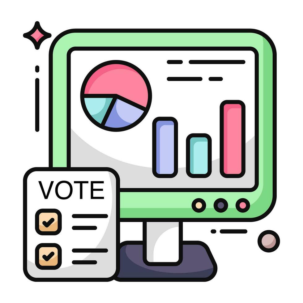 A flat design icon of vote analytics vector