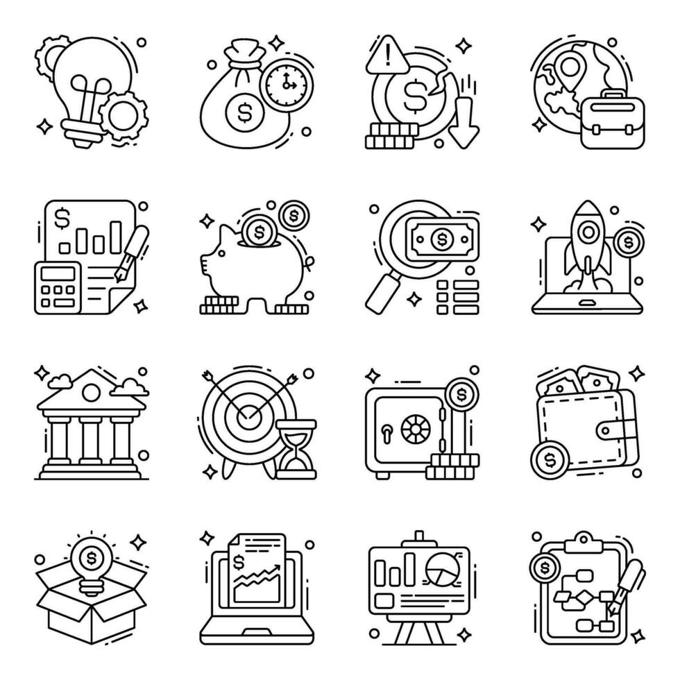 Pack of Business line Icons vector