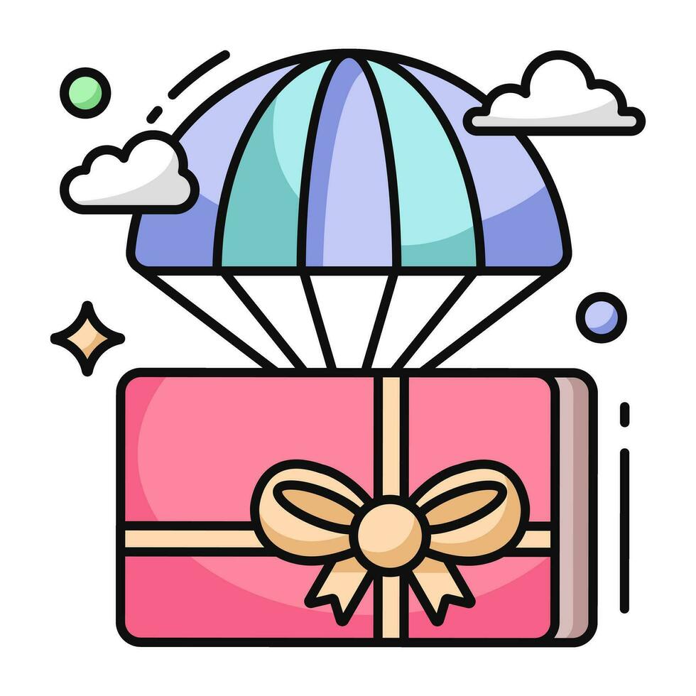 un icono diseño de paracaídas regalo entrega vector
