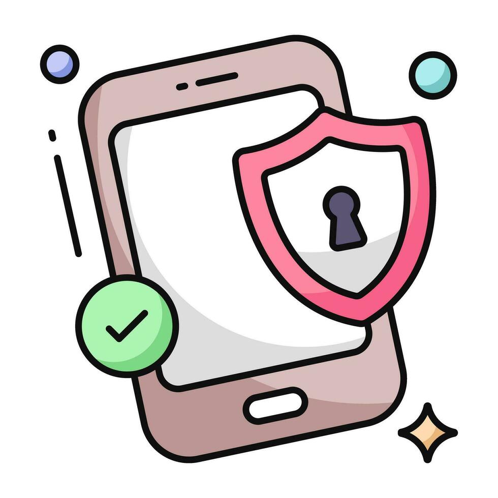 icono de diseño plano conceptual de seguridad móvil vector