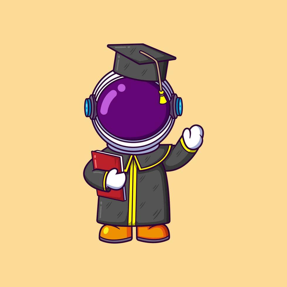 happy Astronaut graduate student, celebrating academic achievement. Science Technology Icon Concept vector