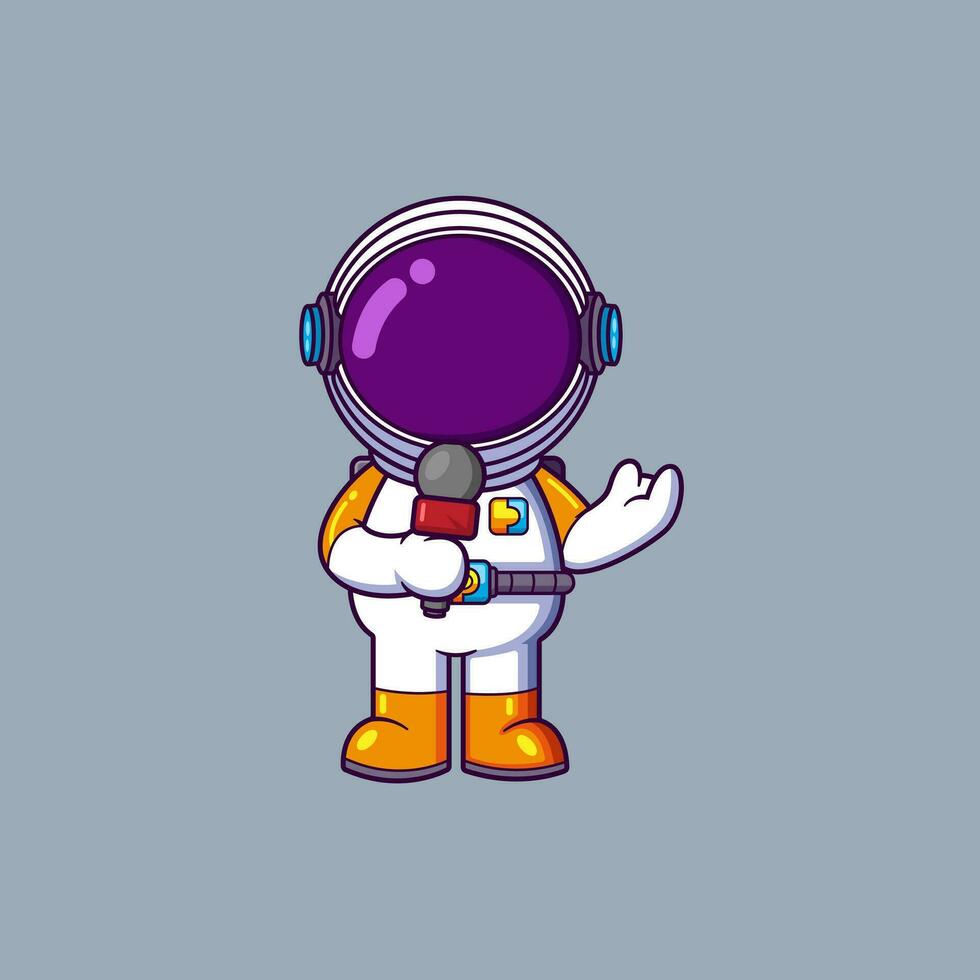 talented Astronaut announcer speak mic tell breaking true news. Science Technology Icon Concept vector