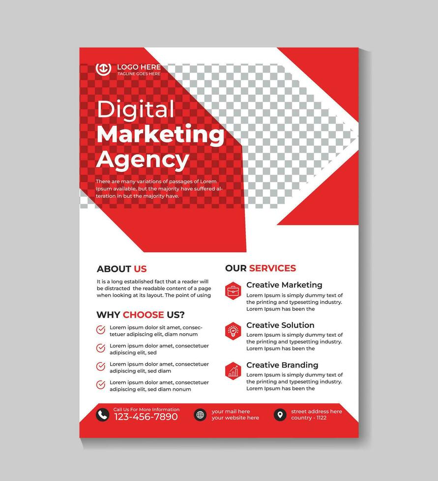 Creative modern digital marketing business flyer design template brochure, cover, annual report, poster, flyer, promotion, advertising, leaflet design vector