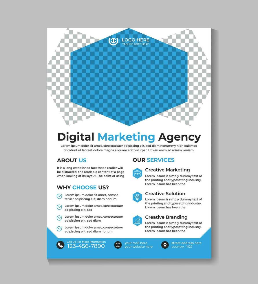 Corporate creative modern digital marketing business flyer design template brochure, cover, annual report, poster, flyer, promotion, advertising, leaflet design vector